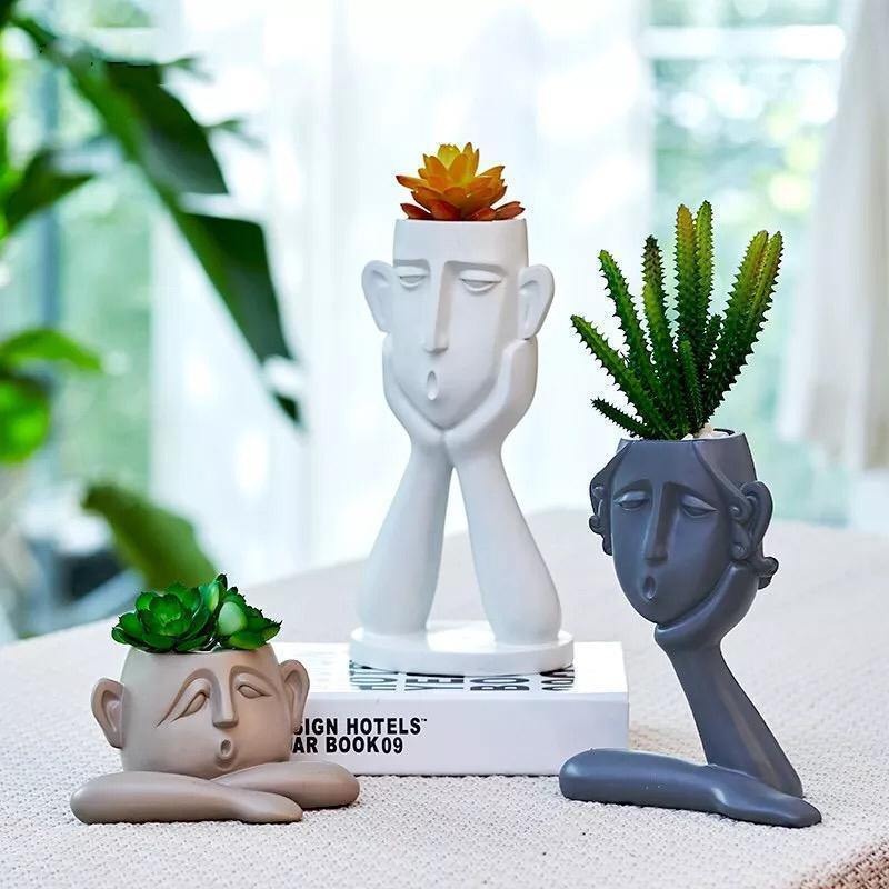 Emotional Faces Planter Sculptures Face Planters