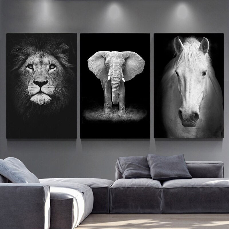 Wild Animal Canvas - Black & White Shades Canvas