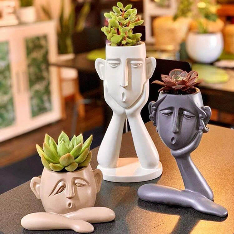 Emotional Faces Planter Sculptures Face Planters