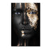 African Woman Art Canvas - Touch of Gold & Silver Gold Blue Eyes - Serious Canvas