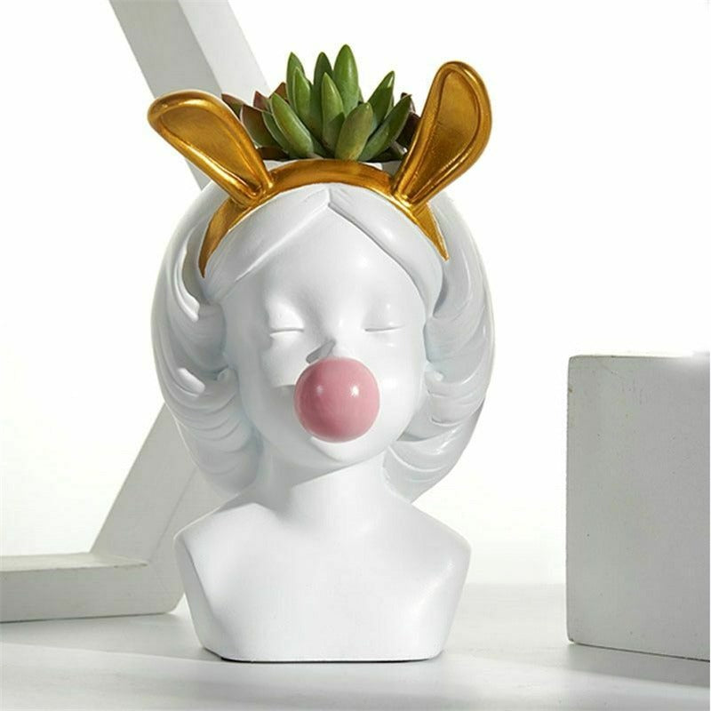 Bubble-Blowing Girl Planter Vase White - Bunny Ears Bubble-Blowing Girl Vase Vases