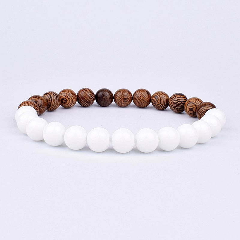 Volcanic Stone Bracelet White & Wood II Men's Bracelet