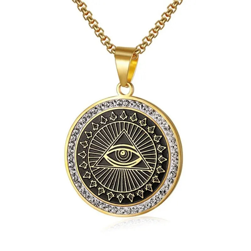 Eye of Horus Necklace - Ancient Egypt Protection Pendant Style 33-Gold Men's Necklace