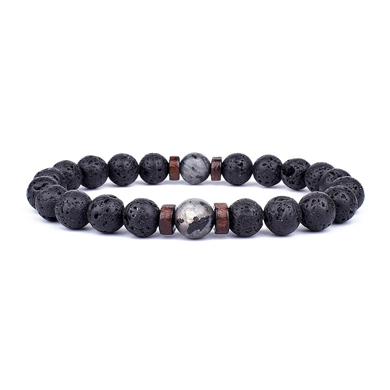 Volcanic Stone Bracelet Black V Men's Bracelet