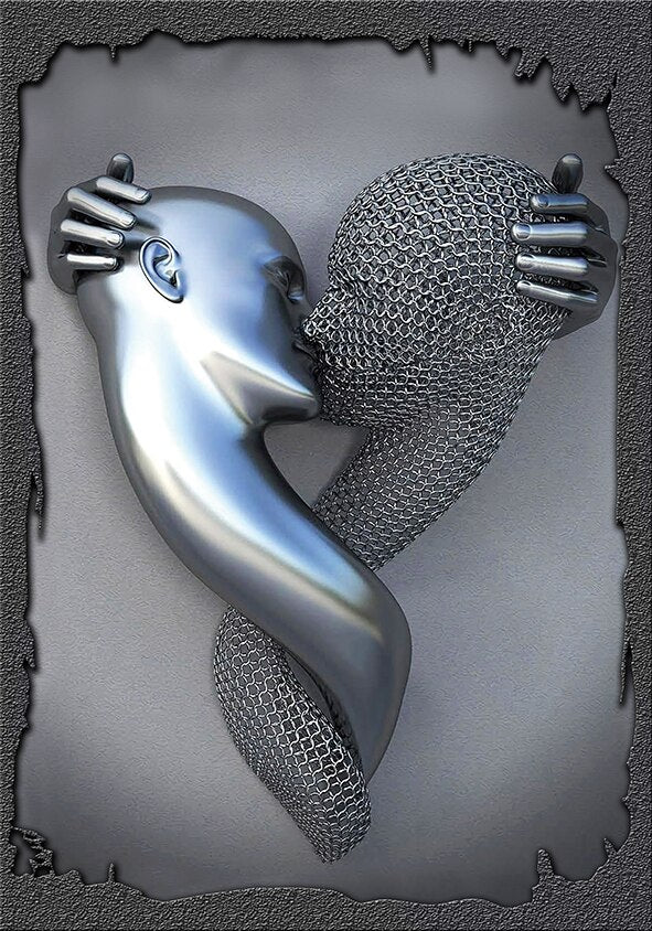 3D Couple In Love Canvas Entangled Kissing - Dark Background Canvas