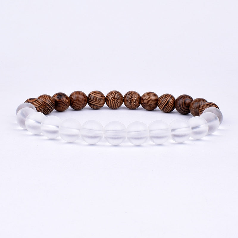 Volcanic Stone Bracelet Clear & Wood Men's Bracelet