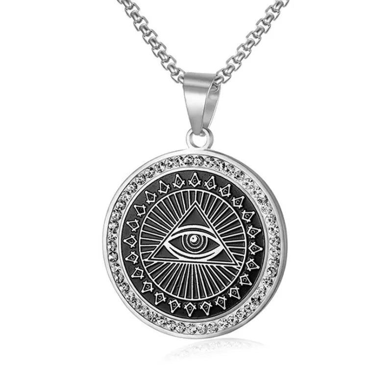 Eye of Horus Necklace - Ancient Egypt Protection Pendant Style 36-Silver Men's Necklace
