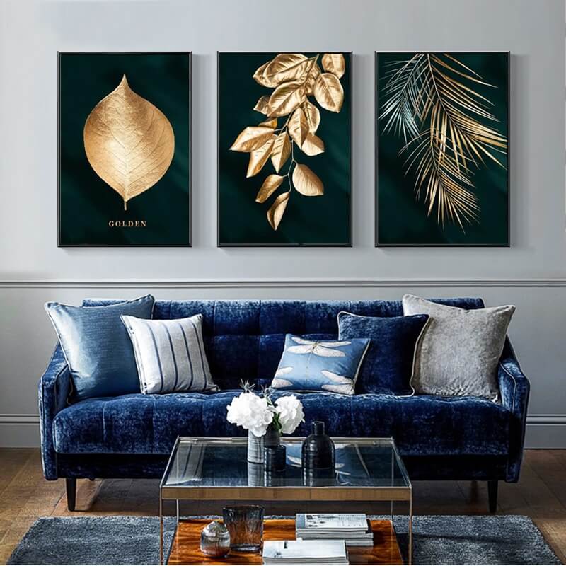 Abstract Golden Leaves Canvas Canvas