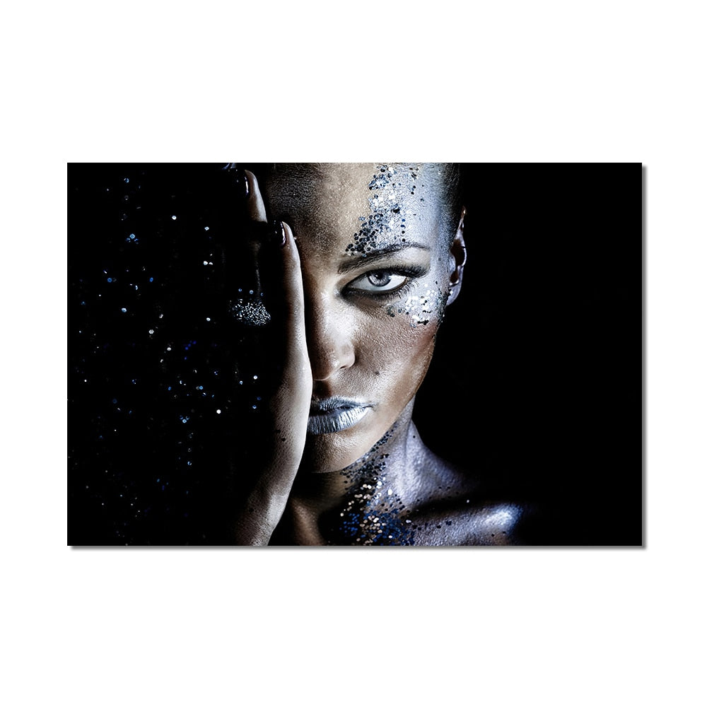African Woman Art Canvas - Touch of Gold & Silver Canvas