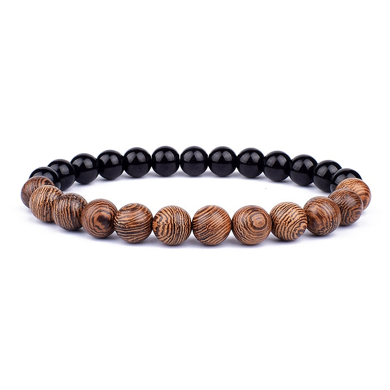 Volcanic Stone Bracelet Black & Wood II Men's Bracelet