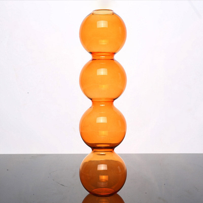 Crystal Glass Bubble Vase Orange - Large Glass Vase