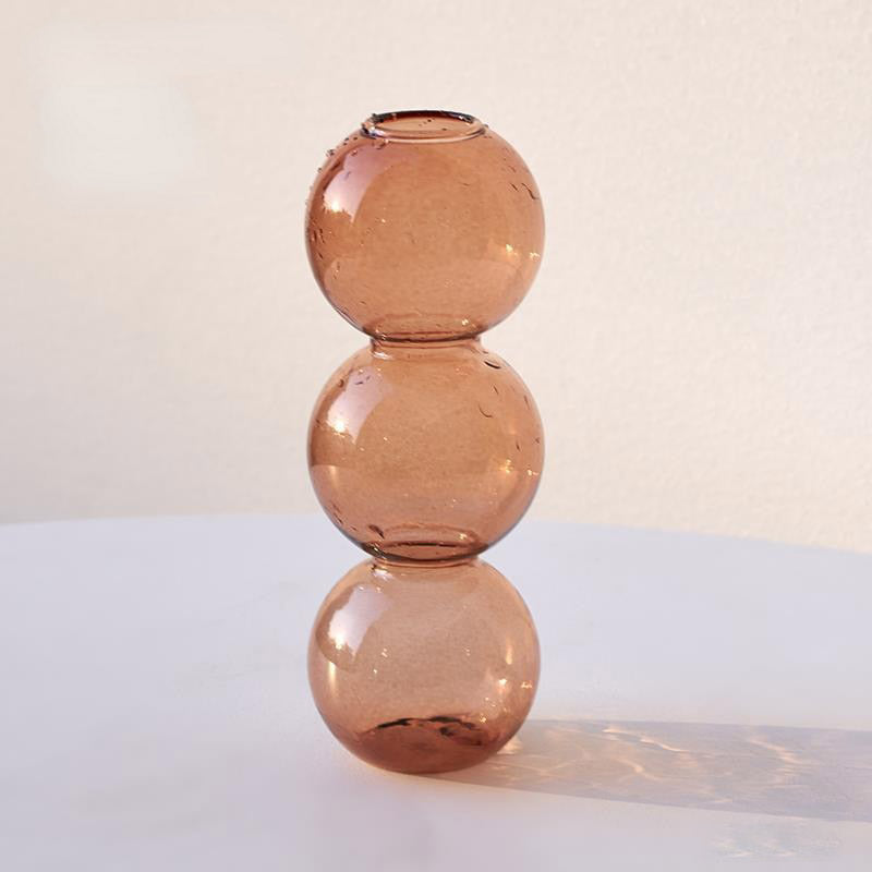 Crystal Glass Bubble Vase Brown - Small Glass Vase