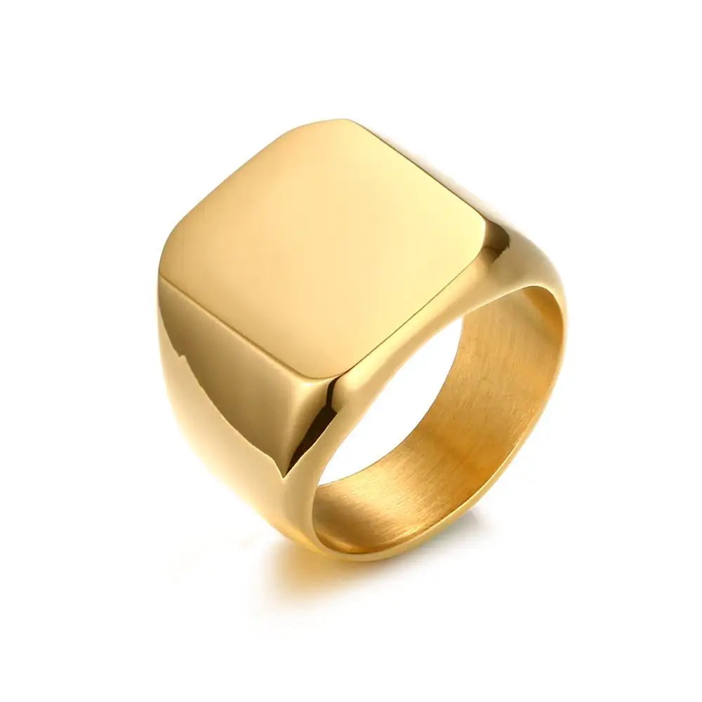 Sleek Gold Stainless Steel Men's Rings Set - Glossy Stackable Finger Bands Style 3 Men's Rings