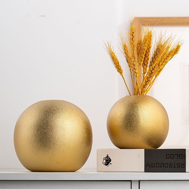 Golden & Silver Frosted Ball Vases Frosted Vase