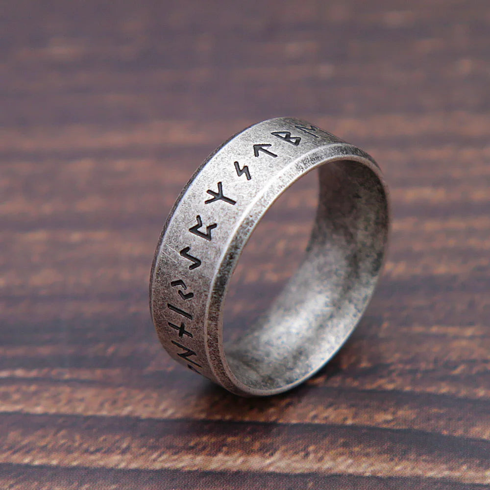 Norse Rune Ring - 316L Stainless Steel Viking Odin Letter Amulet Jewelry Style III Men's Rings