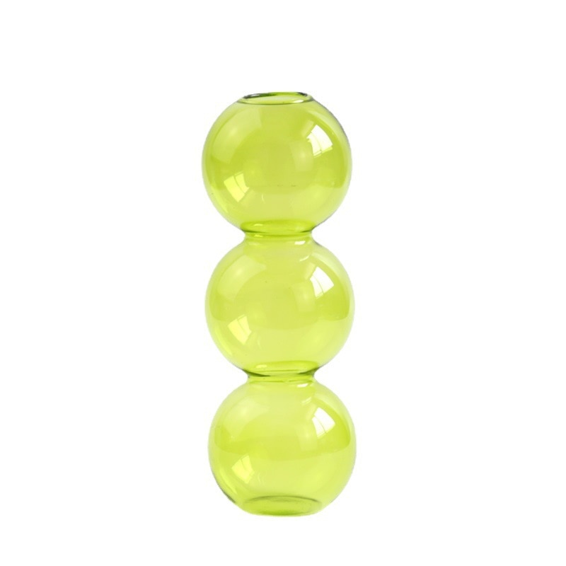Crystal Glass Bubble Vase Green - Small Glass Vase