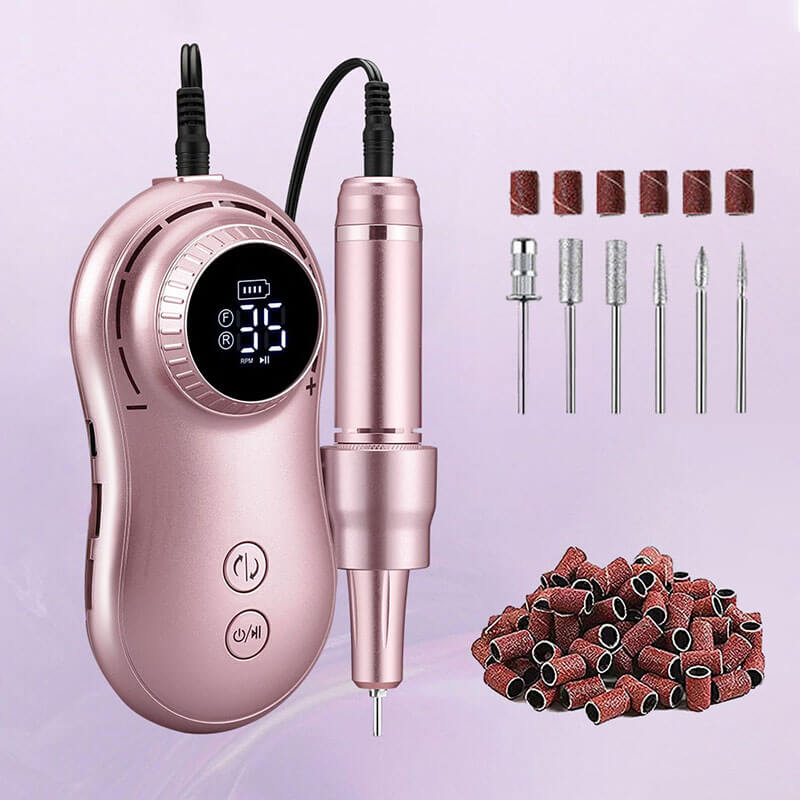Portable Rechargeable Nail Drill - Professional Electric Nail File Elegance - Pink Rechargeable Nail Drill