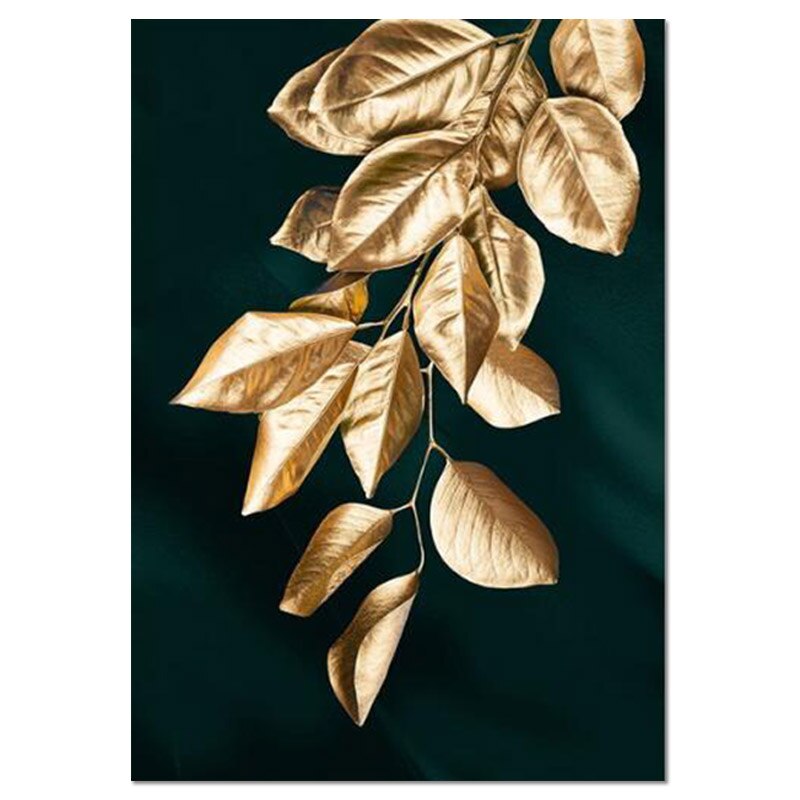 Abstract Golden Leaves Canvas Straight Branch Canvas