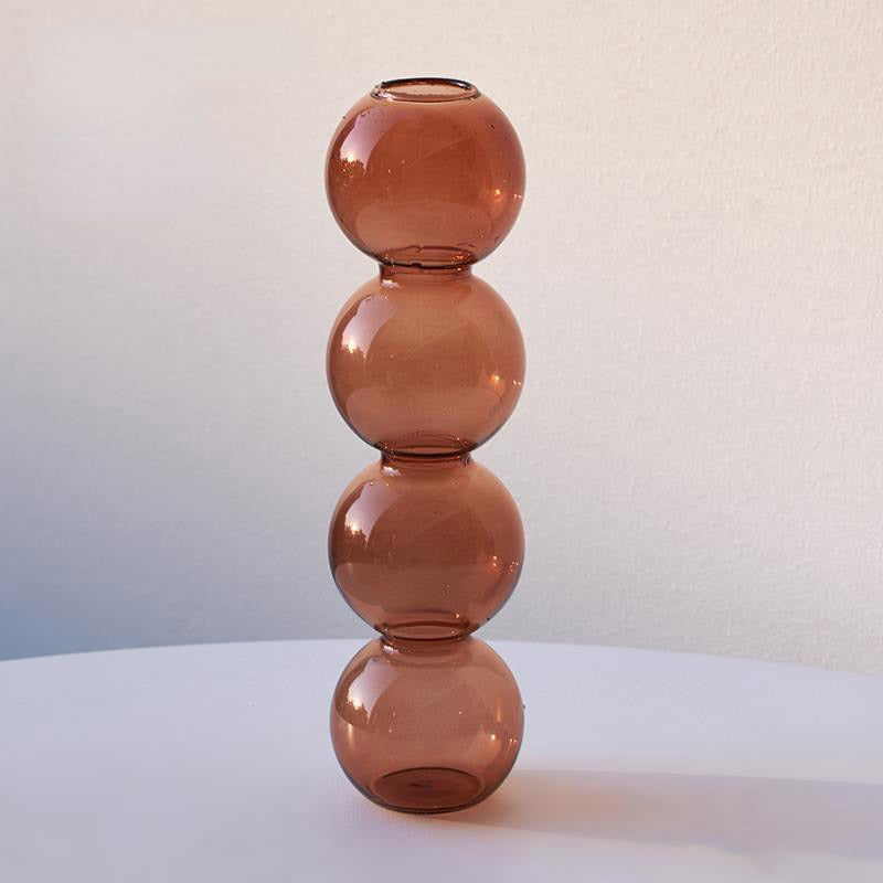 Crystal Glass Bubble Vase Brown - Large Glass Vase