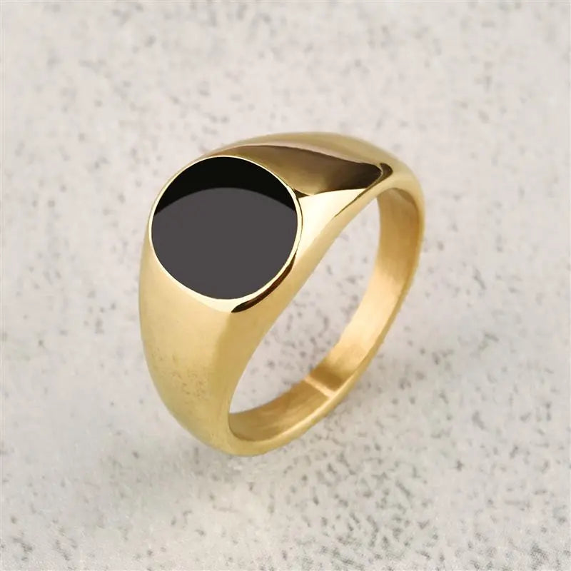 Geometric Metal Signet Ring for Men - Stylish Punk Fashion Jewelry Men's Rings