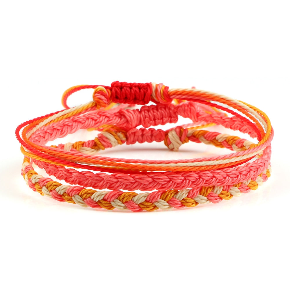 Multi Color Tibetan Bracelet Set Orange 3 Pcs Set Tibetan Buddhist Bracelet