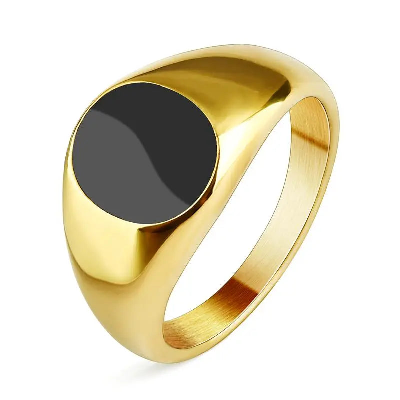 Geometric Metal Signet Ring for Men - Stylish Punk Fashion Jewelry A1 Men's Rings