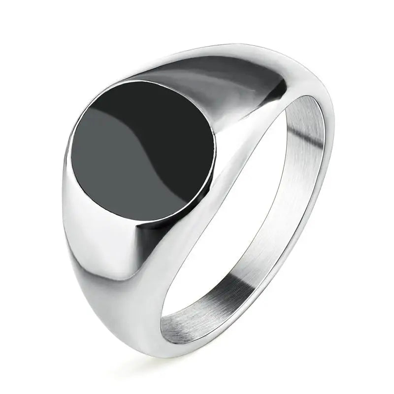 Geometric Metal Signet Ring for Men - Stylish Punk Fashion Jewelry A2 Men's Rings