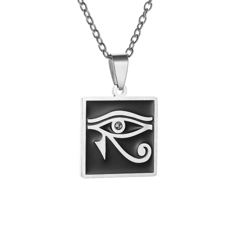 Eye of Horus Necklace - Ancient Egypt Protection Pendant Style 28-Silver Men's Necklace