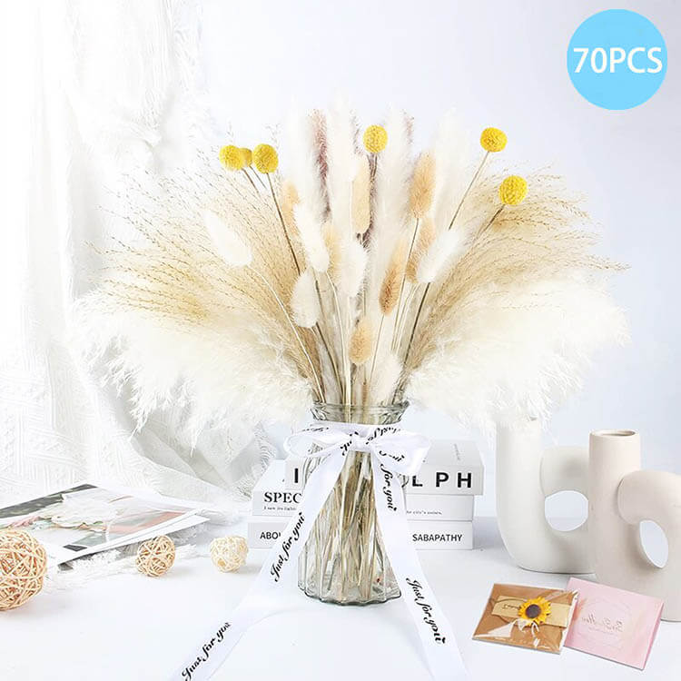 Dried Pampas Flowers - 70 to 120 Pieces Pampas Flowers