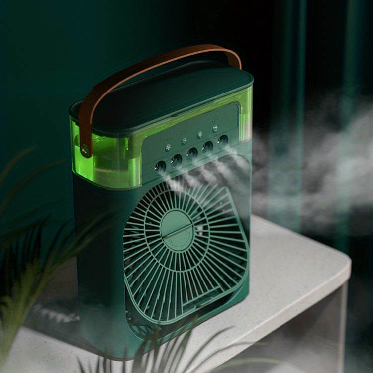 Portable Air Conditioner Fan 3 In 1 - Mini Portable Room LED Fan With Air Cooler And Humidifier Green Portable Air Conditioner