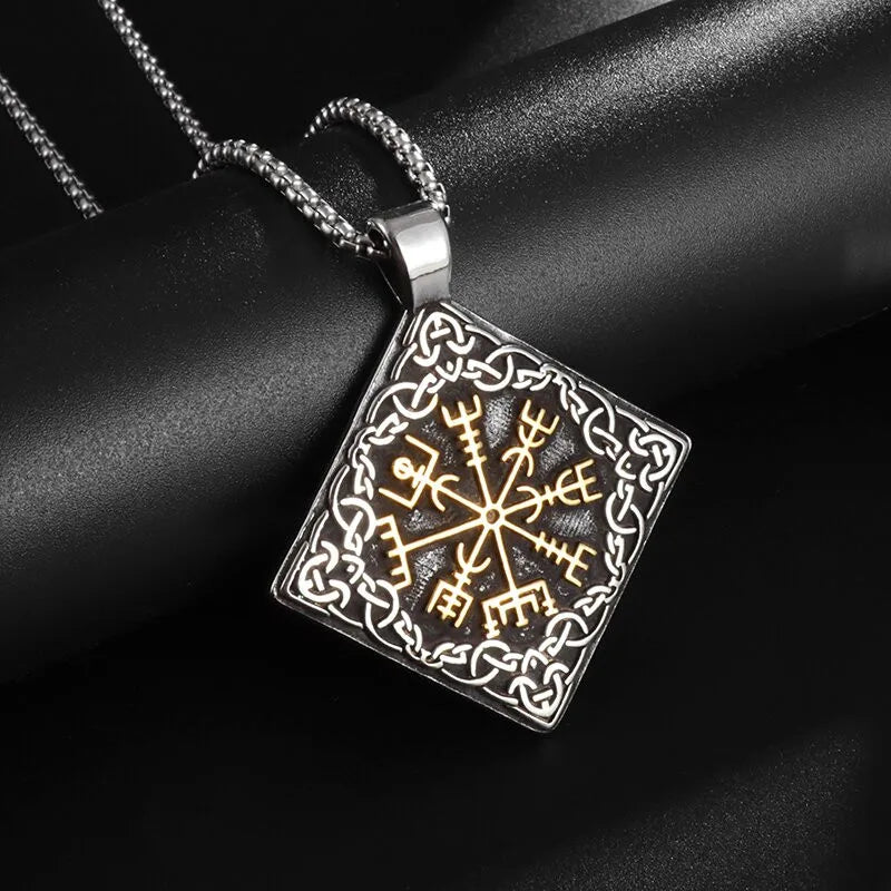 Nordic Anchor Compass Necklace - Personalized Hip Hop Fashion Jewelry for Men Style 42-Gold Men's Necklace