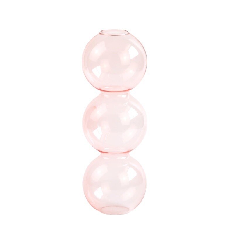 Crystal Glass Bubble Vase Pink - Small Glass Vase