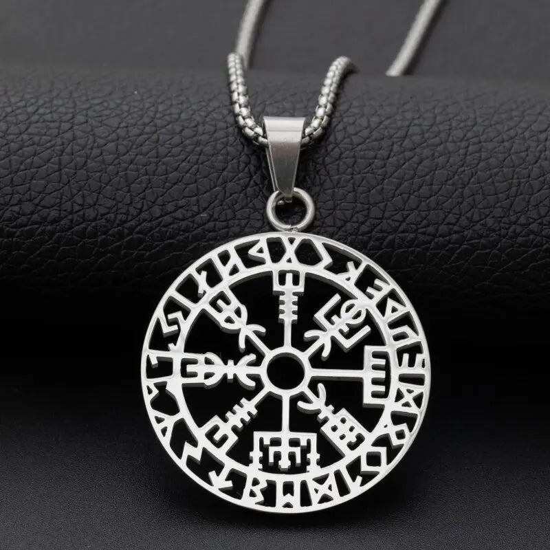 Nordic Anchor Compass Necklace - Personalized Hip Hop Fashion Jewelry for Men Style 29-Steel Men's Necklace