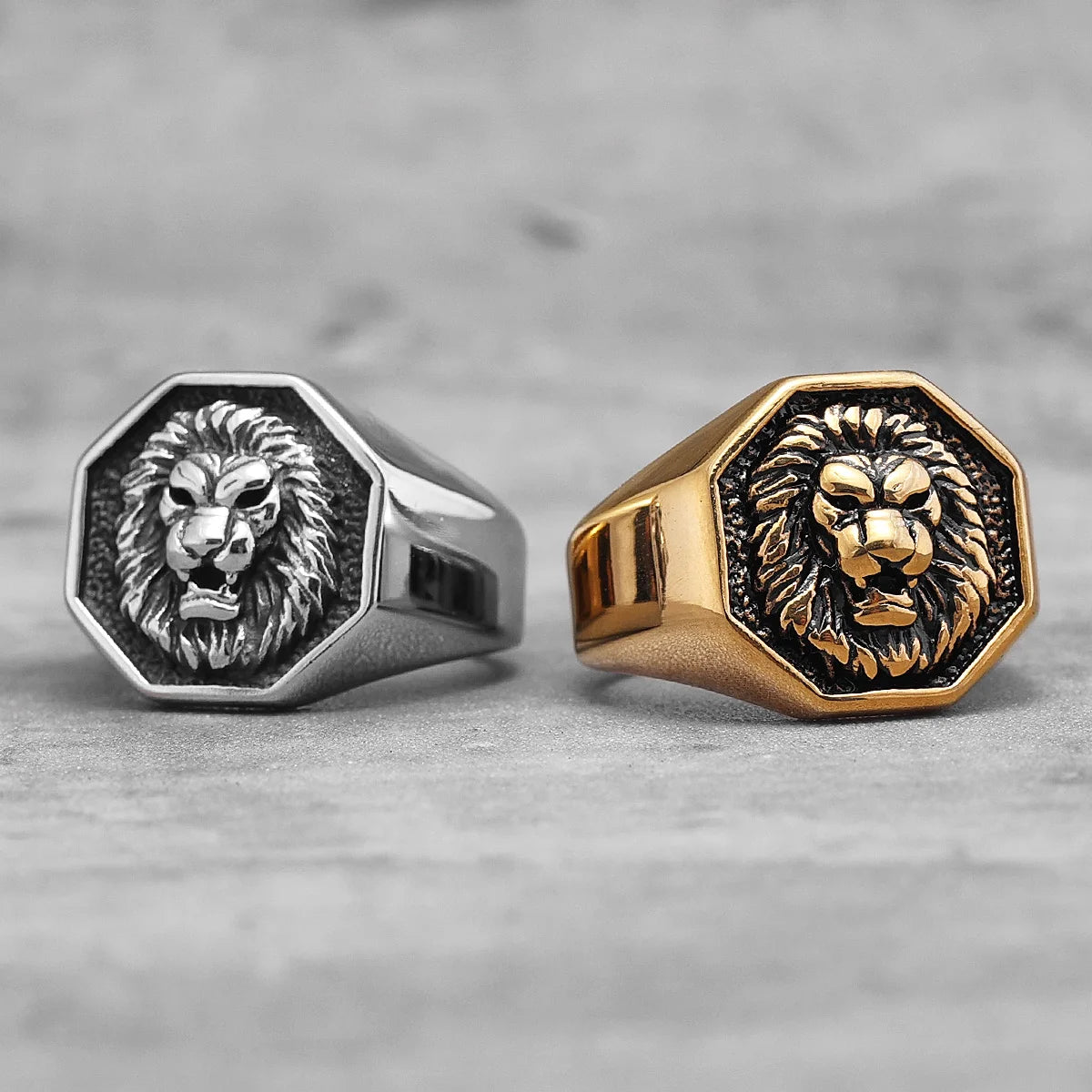 Lion Stainless Steel Rings for Men - Unique Punk Trendy Jewelry Gift Men's Rings