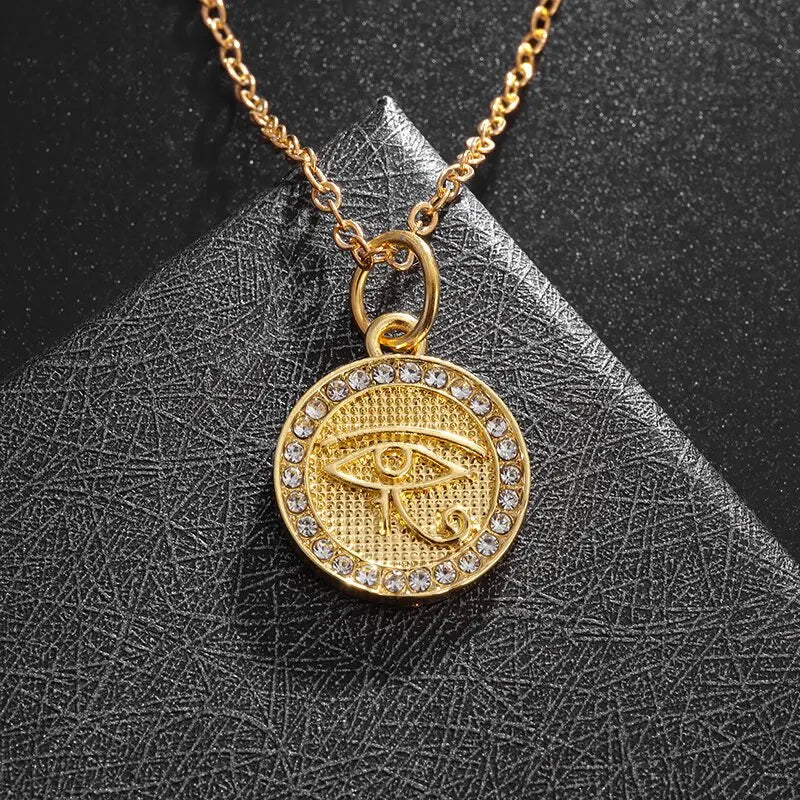 Eye of Horus Necklace - Ancient Egypt Protection Pendant Style 2-Gold Men's Necklace