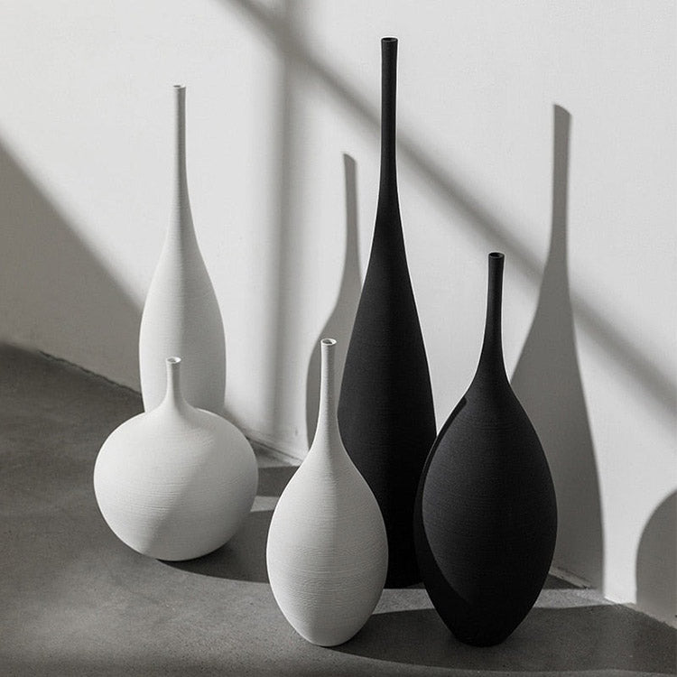 Handmade Zen Black & White Ceramic Vase Vases