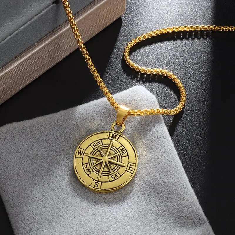Nordic Anchor Compass Necklace - Personalized Hip Hop Fashion Jewelry for Men Men's Necklace