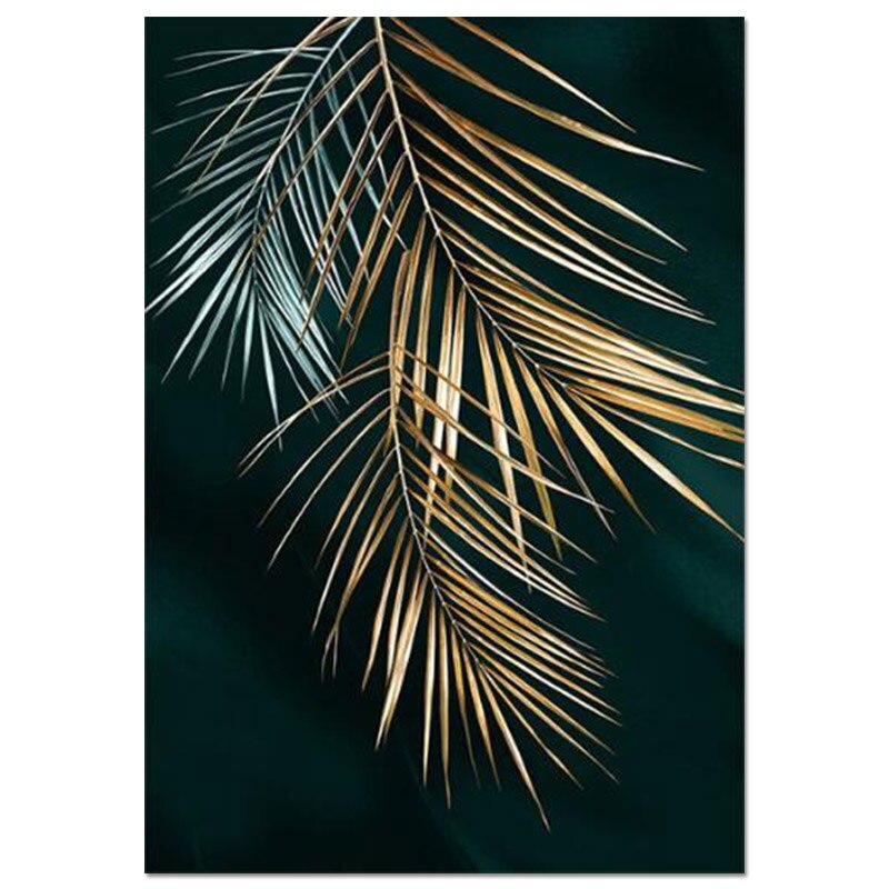 Abstract Golden Leaves Canvas Wide Branch Leaves Canvas