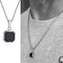Square Pendant Necklace for Men - Casual Vintage Geometric Jewelry with Rope Cuban Figaro Box Chain Rope 1652-1 Men's Necklace