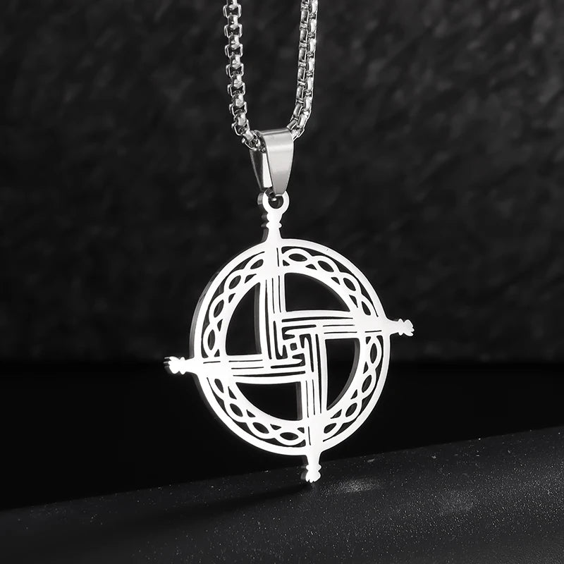 Witch Knot Necklace - Stainless Steel Celtic Knot Pendant Style 21-Silver Men's Necklace