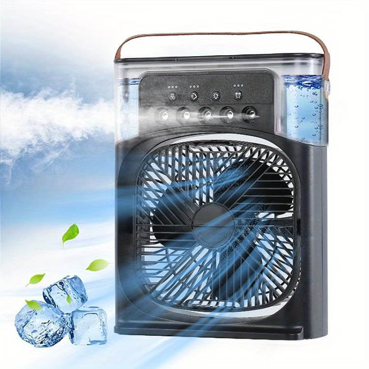 Portable Air Conditioner Fan 3 In 1 - Mini Portable Room LED Fan With Air Cooler And Humidifier Black Portable Air Conditioner