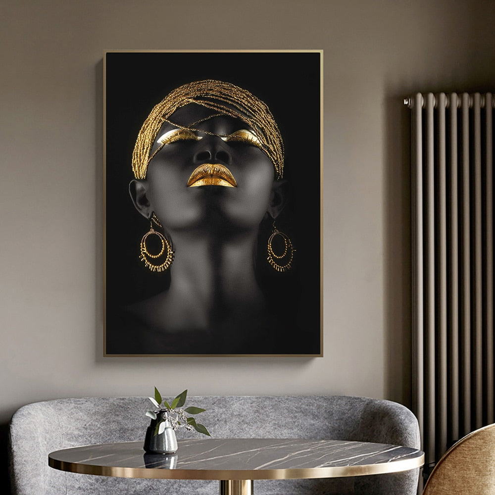 African Art With Gold Jewelry Canvas Prints Canvas