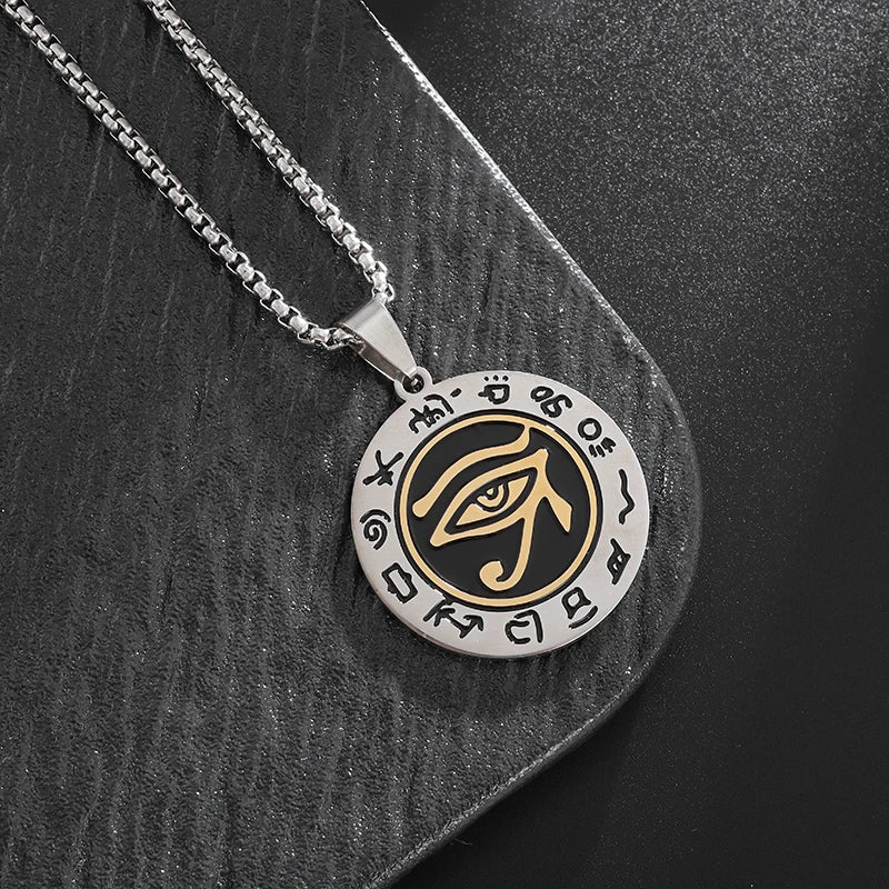 Eye of Horus Necklace - Ancient Egypt Protection Pendant Style 26-Gold Men's Necklace