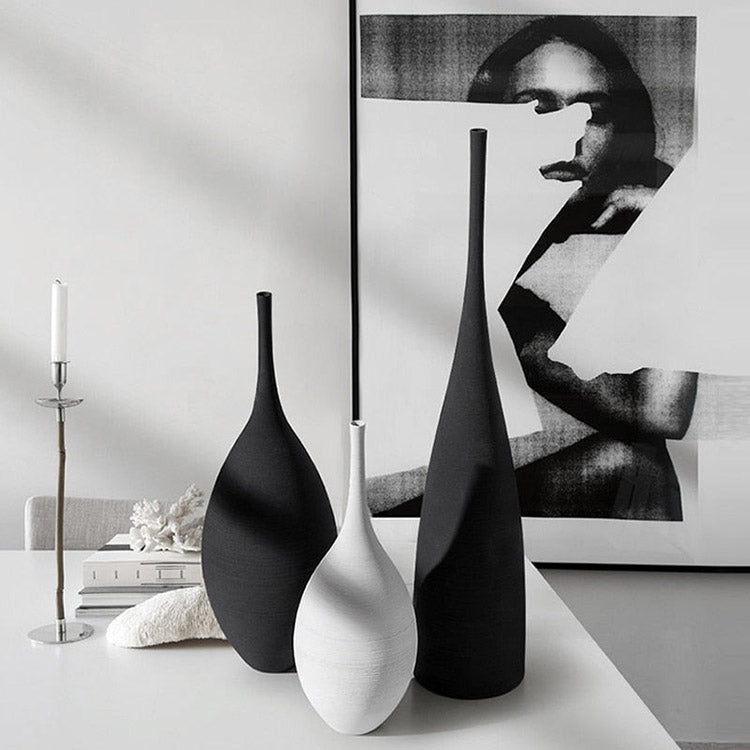 Handmade Zen Black & White Ceramic Vase Vases