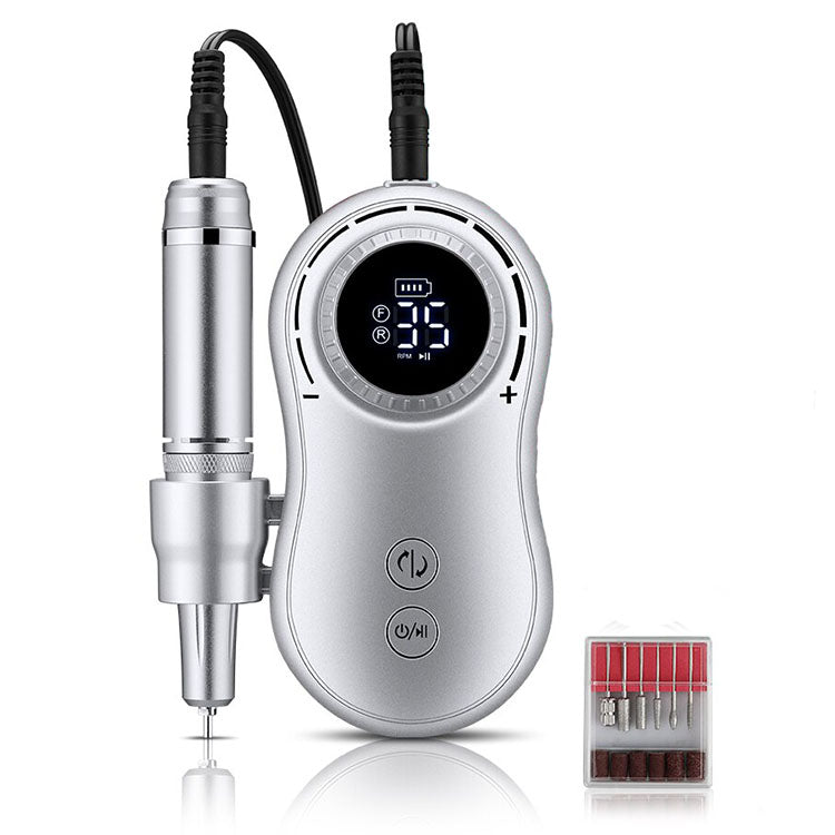 Portable Rechargeable Nail Drill - Professional Electric Nail File Elegance - Grey Rechargeable Nail Drill