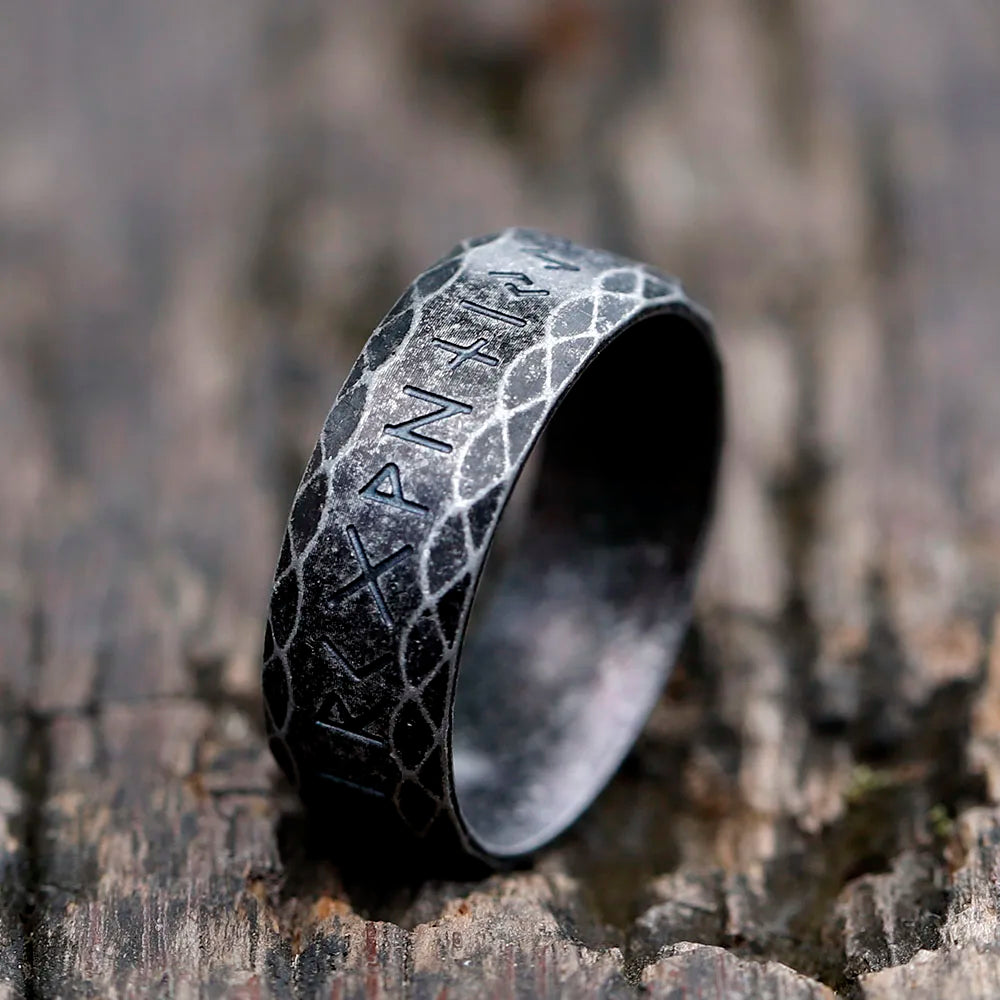 Viking Rune Stainless Steel Ring - Retro Odin Norse Jewelry for Men Men's Rings