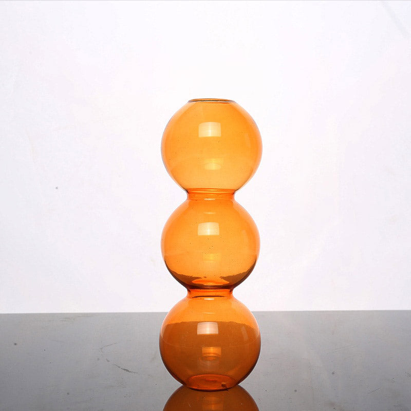 Crystal Glass Bubble Vase Orange - Small Glass Vase