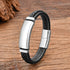 Men's Geometric Stainless Steel and Leather Bracelet - Stylish Jewelry Accessory Silver Men's Bracelets