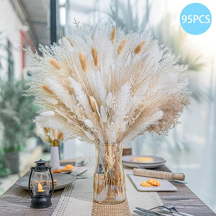 Dried Pampas Flowers - 70 to 120 Pieces 95 Pieces B Pampas Flowers