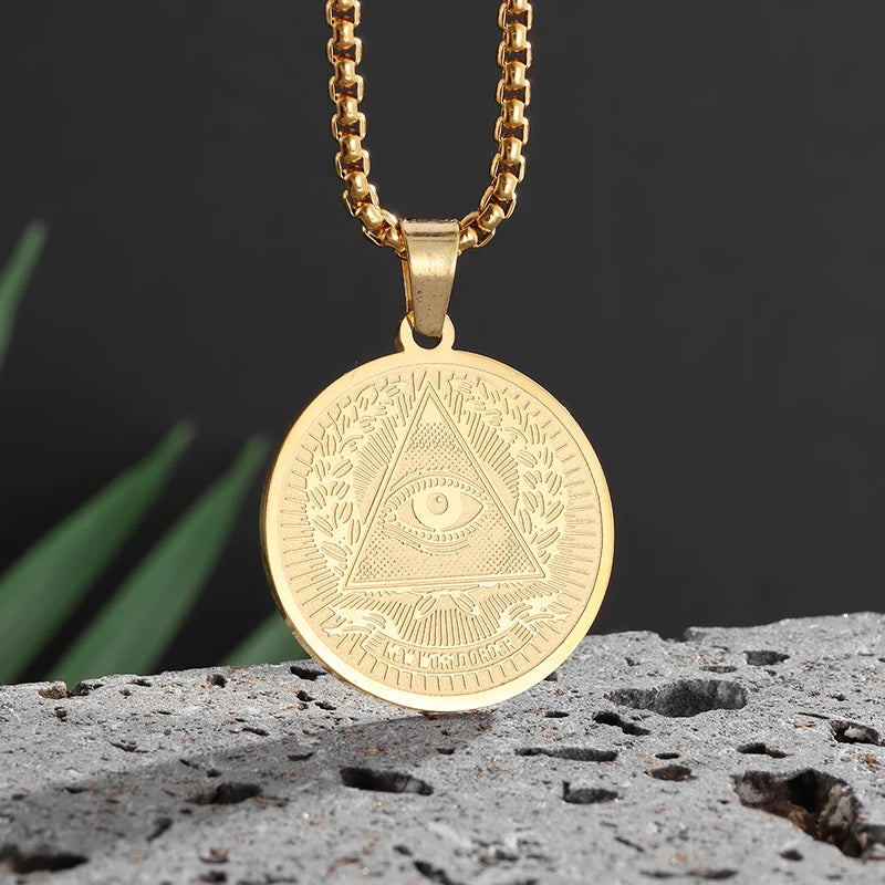 Eye of Horus Necklace - Ancient Egypt Protection Pendant Style 43-Gold Men's Necklace